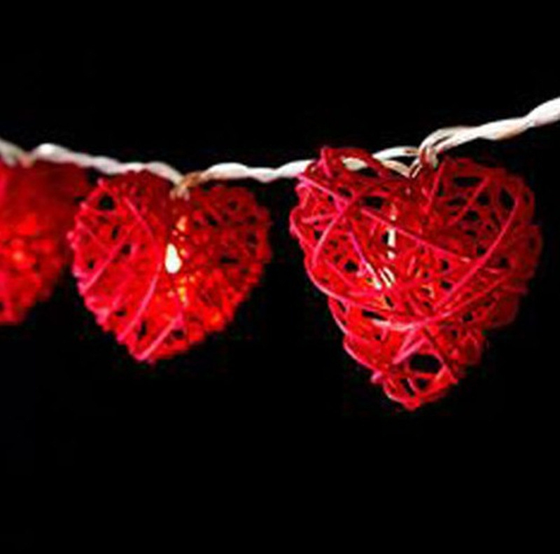 LED rattan woven love light string rattan ball peach heart battery box wedding Valentine's Day decorative string light