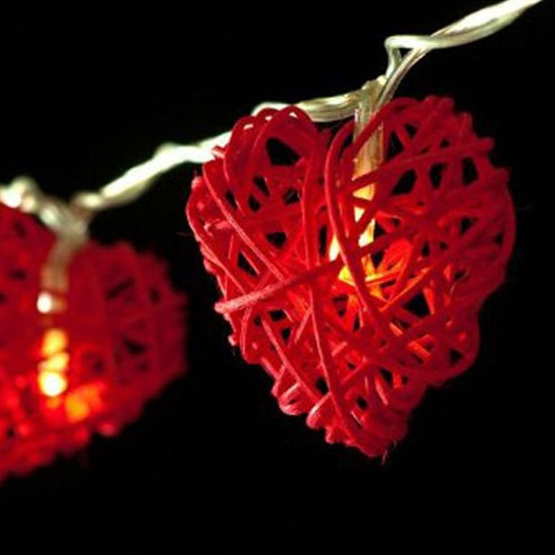 LED rattan woven love light string rattan ball peach heart battery box wedding Valentine's Day decorative string light
