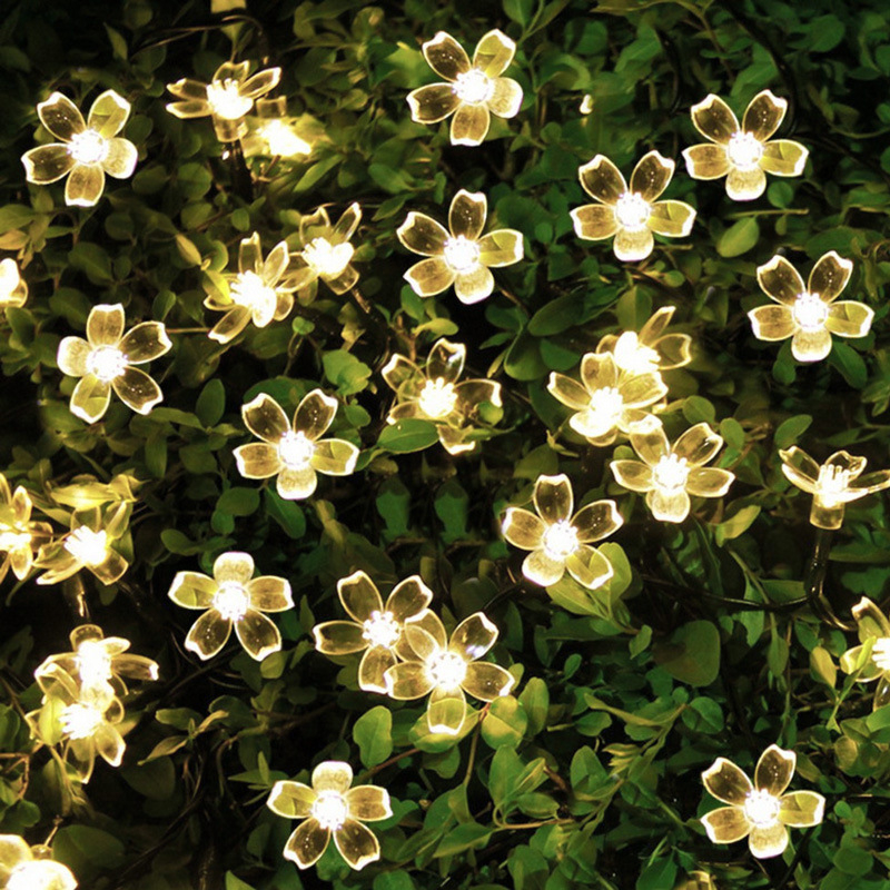 Outdoor waterproof LED courtyard decorative lights 7 m 50 light flower flashing light string small colored
