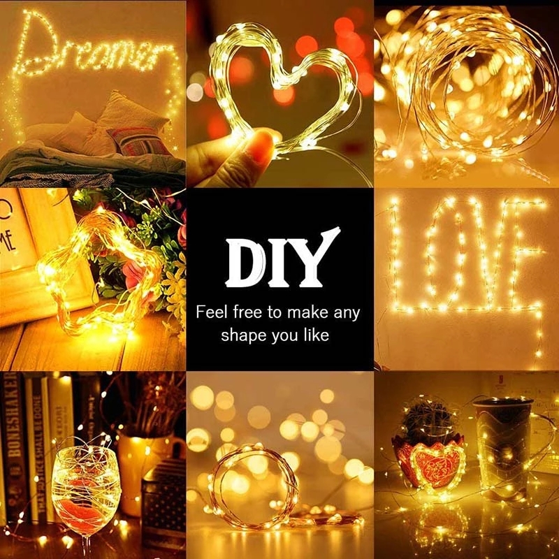 Waterproof Solar Christmas lights Outdoor LED String Micro LED Copper Wire String Lights for garden outdoor decoration